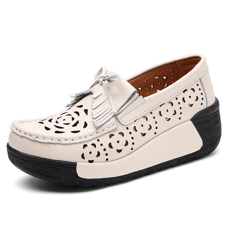 Spring and Summer Hollow Tassel Wedge Women's Shoes Style Fashion Muffin Women's Single Shoes Lightweight Casual Women's Shoes
