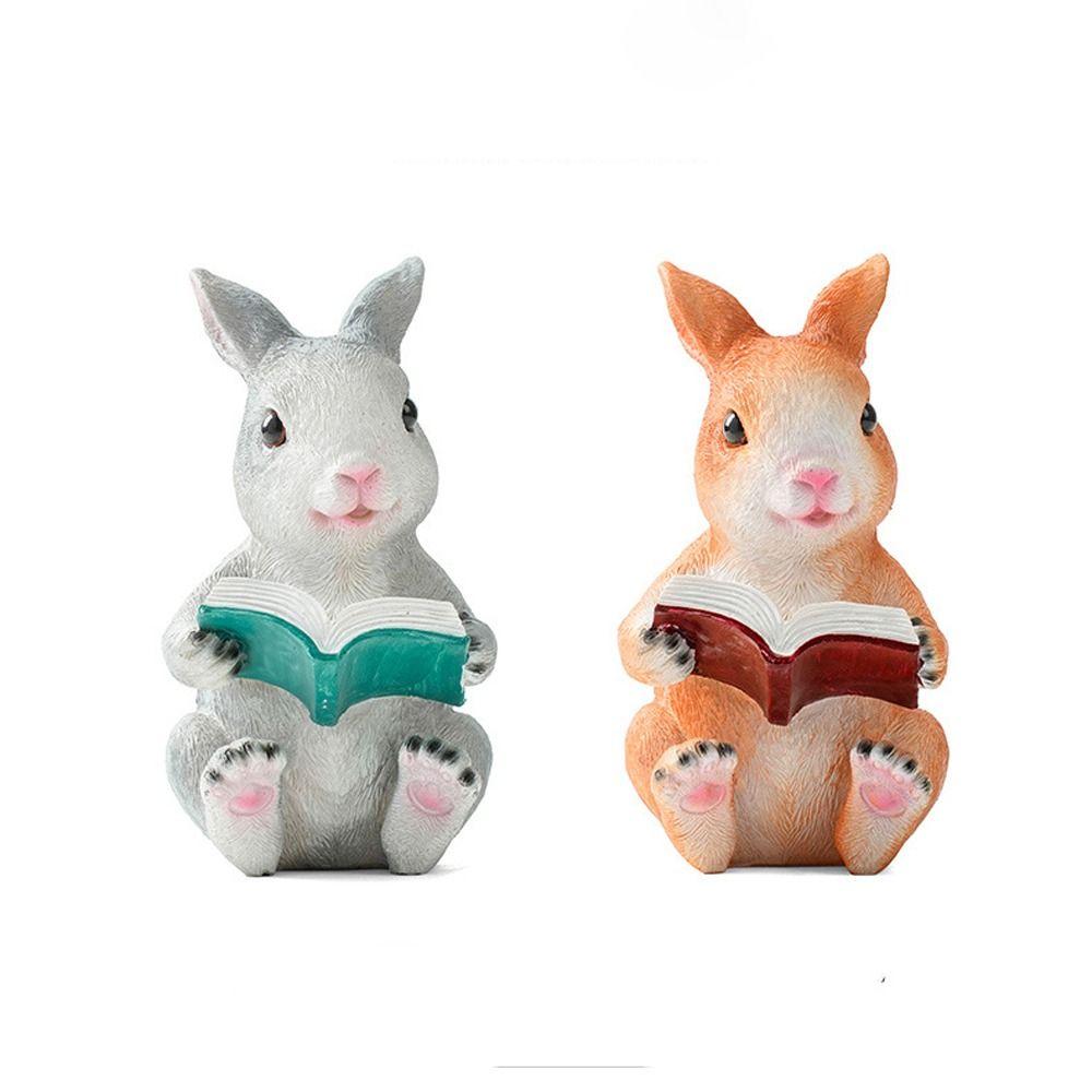 Handicraft Rabbit Reading Book Statue Resin Crafts Garden Animal Statue Garden Courtyard Decor