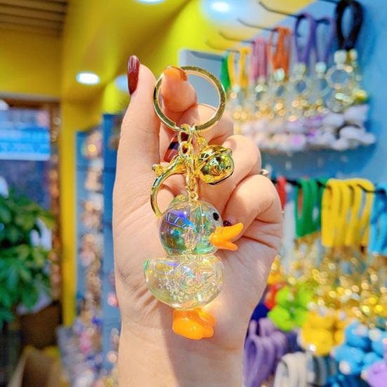 Schlüsselanhänger Transparent Macaron-Farbe Perlen Schlüsselkette mit Entenanhänger Tragbar Anti-Verlust Handy-Kettenbeutel Aufhänger