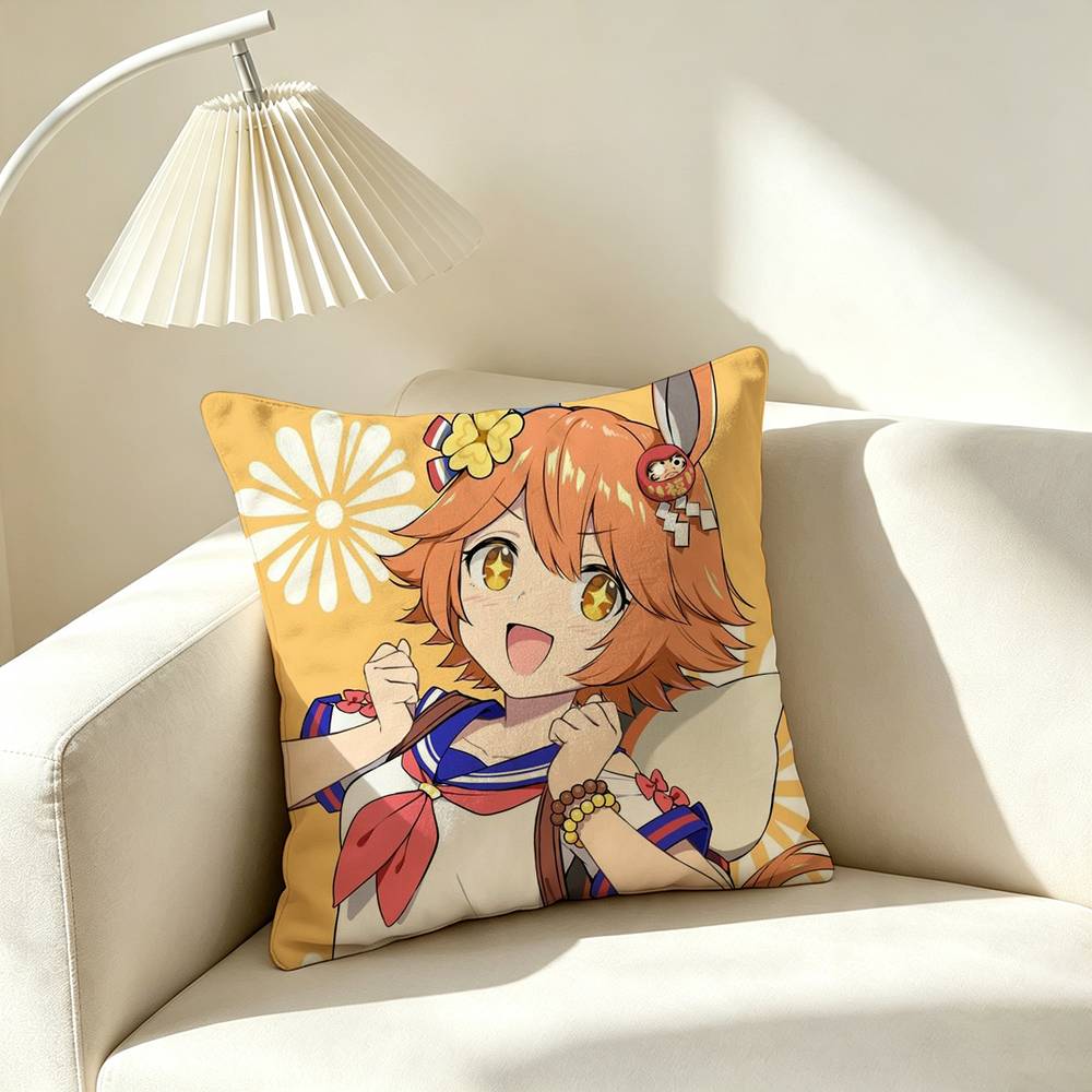 M-Matikanefukukitaru Umamusume Square Double-Sided printed Pillow Case Bedroom Bedside Pillow Sofa Cushion Cover