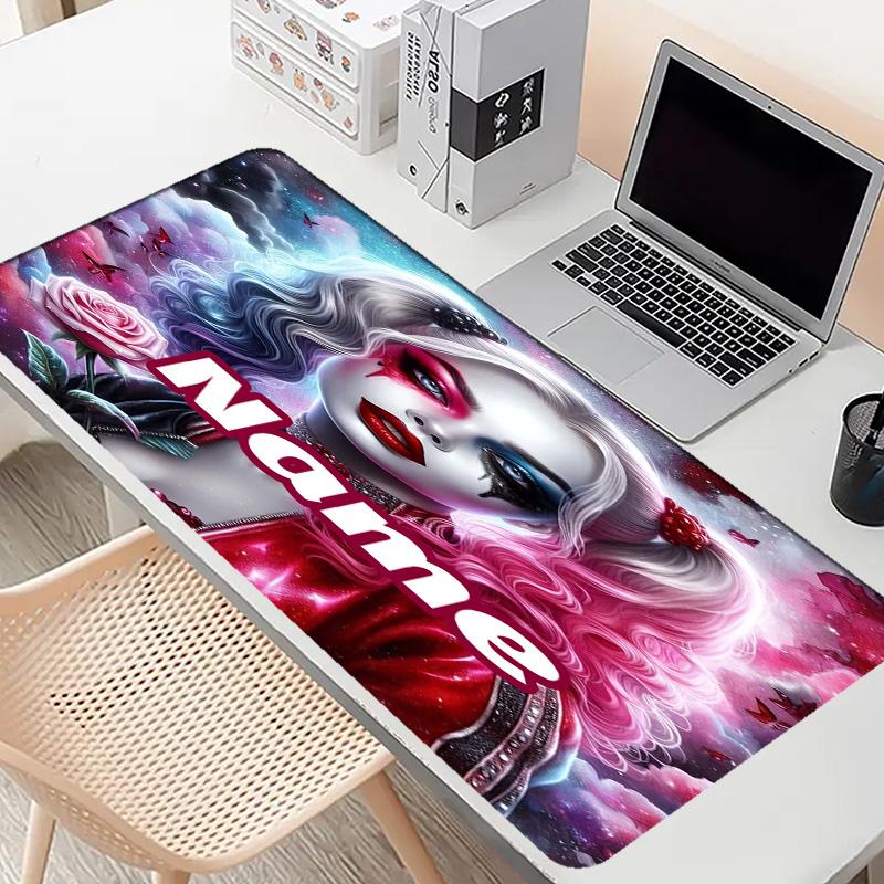 Custom Name Personalized Superhero Pattern Mousepad, Laptop PC Desk Mat, Decorative Desk Mat for Home Keyboard Pad Gift