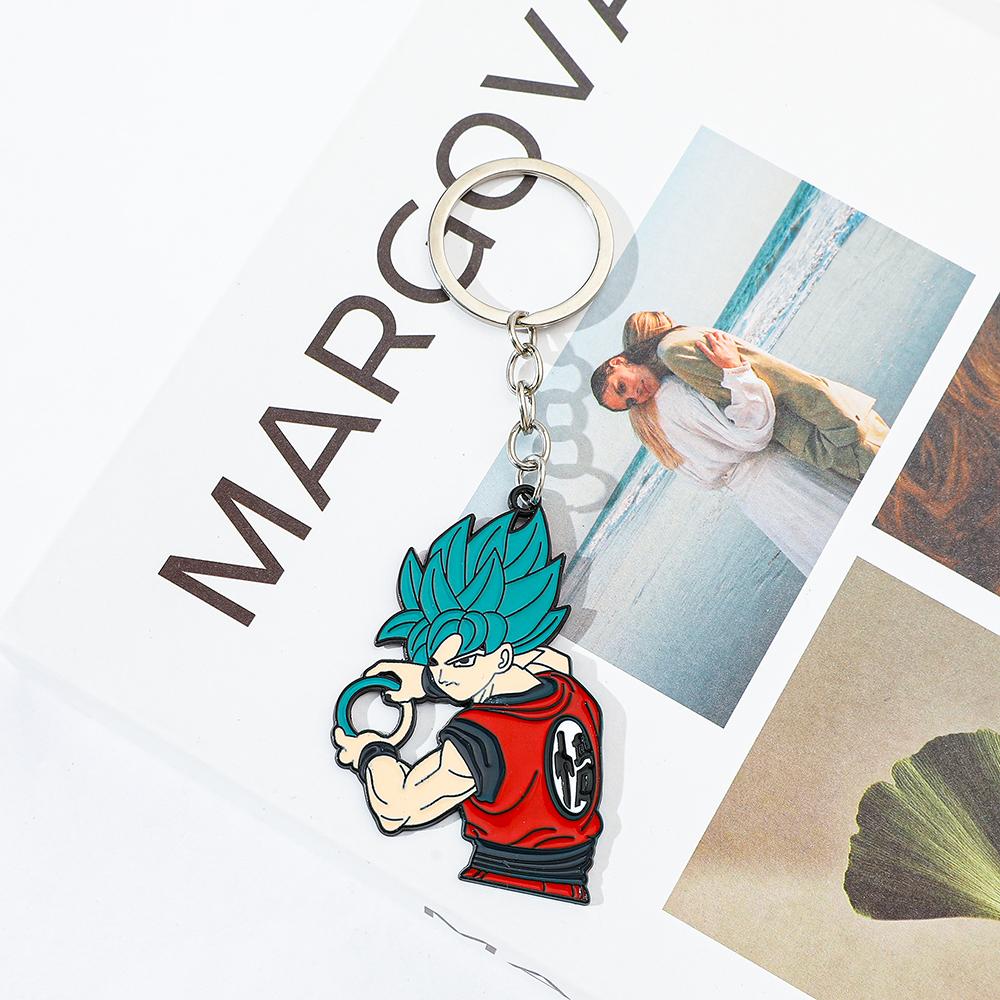 Dragon Ball Son Goku Young Super Saiyan Keychain Cartoon Anime Pendant Toy Gift for Fans