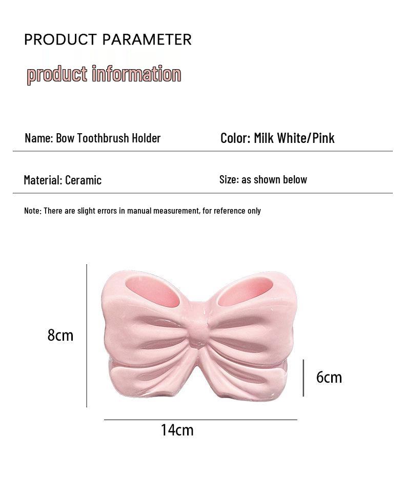 Girlish Heart Bow Ceramic Electric Toothbrush & Toothpaste Holder