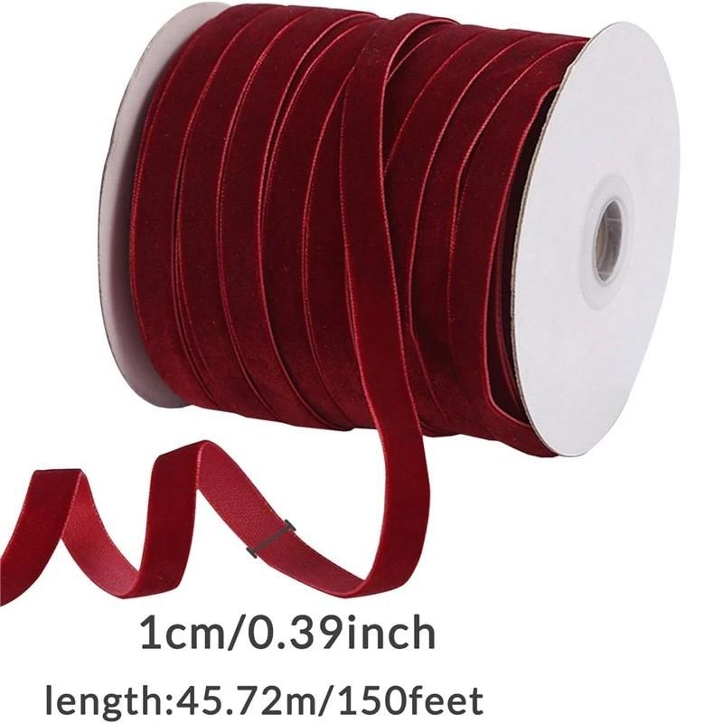 50 Yard 10mm Velvet Ribbon for Christmas Tree Decorations Crafts Weddings Party