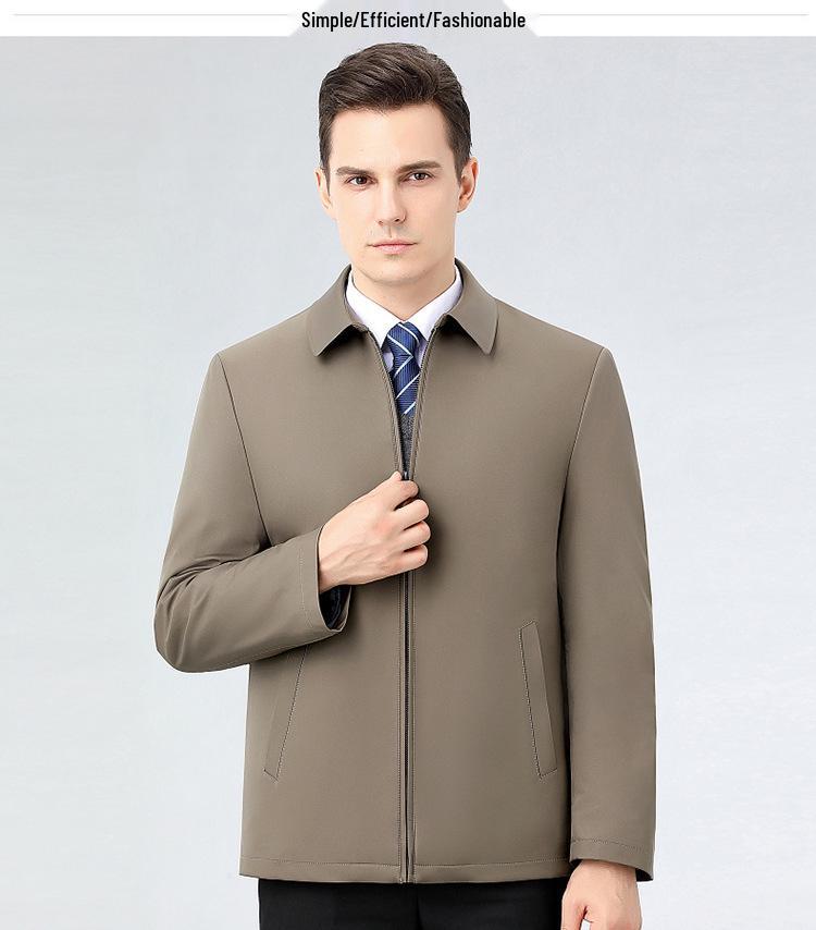 Men's High-Grade Cotton Padded Jacket - Autumn/Winter Stand-up Collar for Middle-aged Wear, Warm Outerwear.