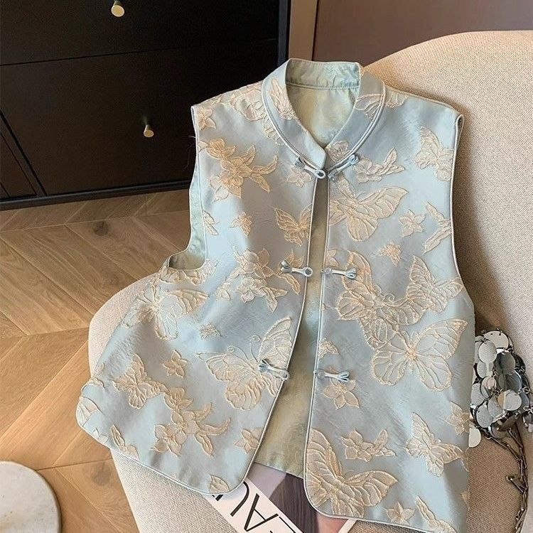 Thin Vest for Women Clothing Ethnic Style Embroidery Vintage Clothes Streetwear Coats Women Jackets Chinese Style Casual Summer