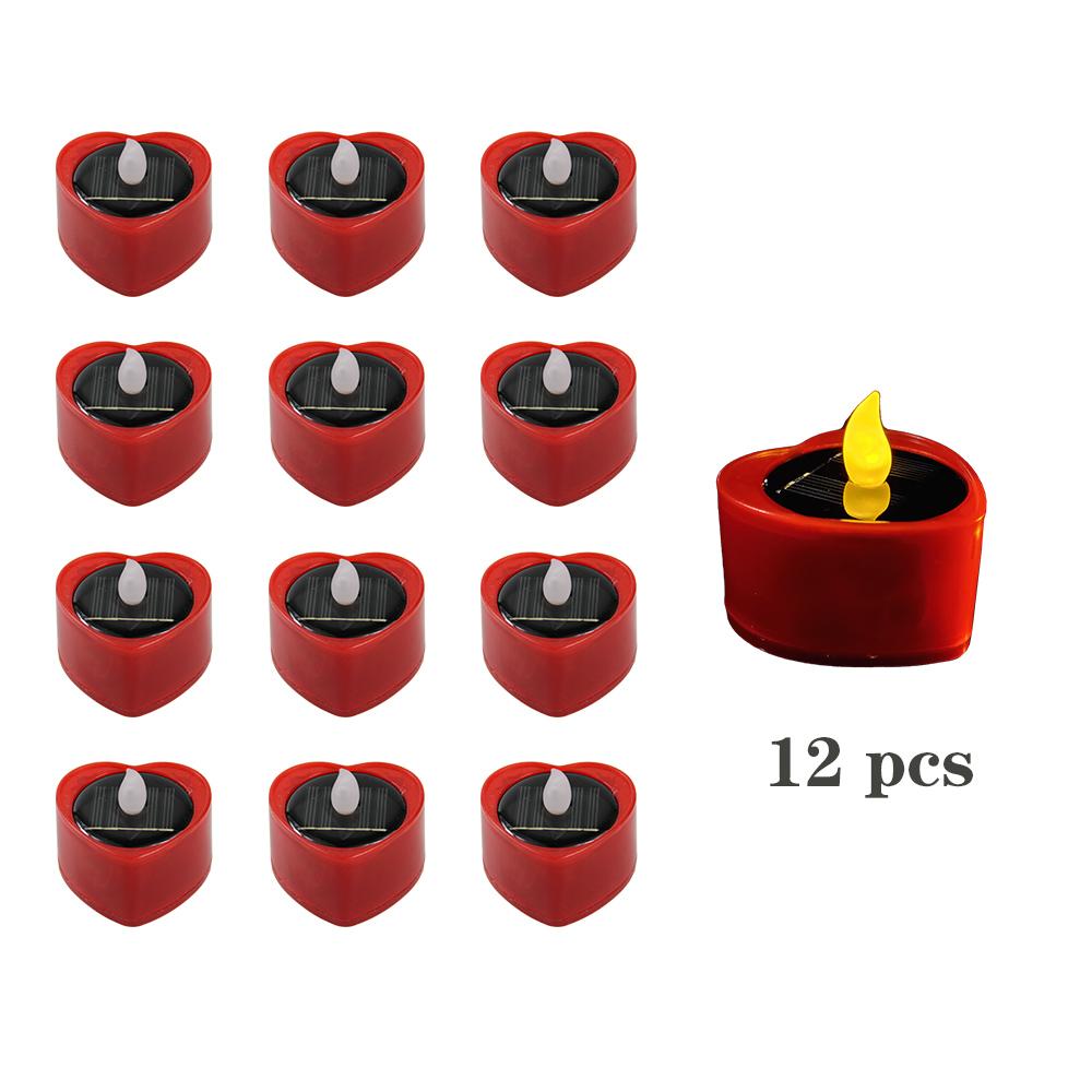 Heart Candle LED Tea Lights Solar Romantic Flameless Decorations Special Night Set for Valentine's Day Wedding Anniversary