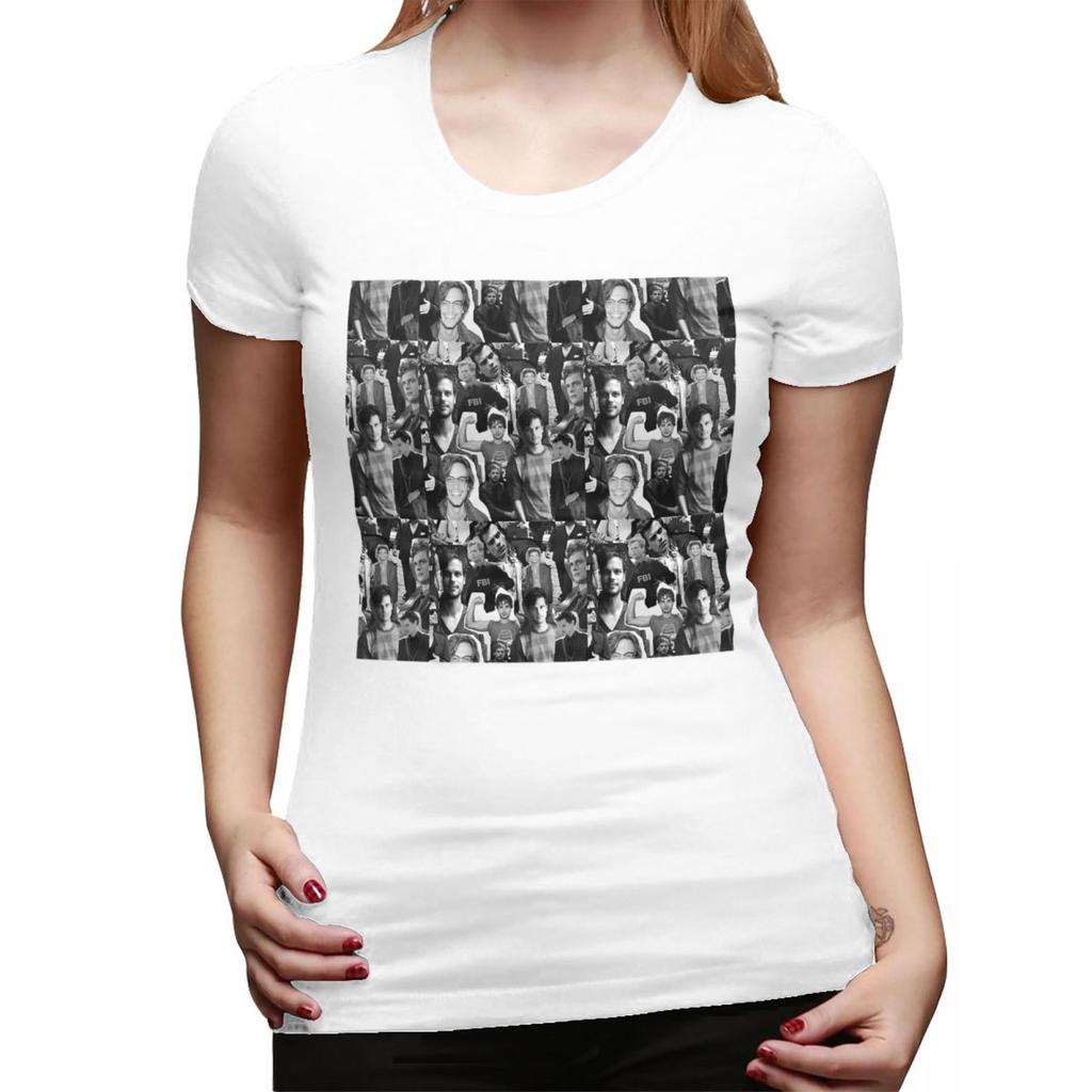 Matthew Gray Gubler Collage TShirt for Women Round Neck Streetwear T Shirts Womens Short Sleeve Summer Clothes Tops