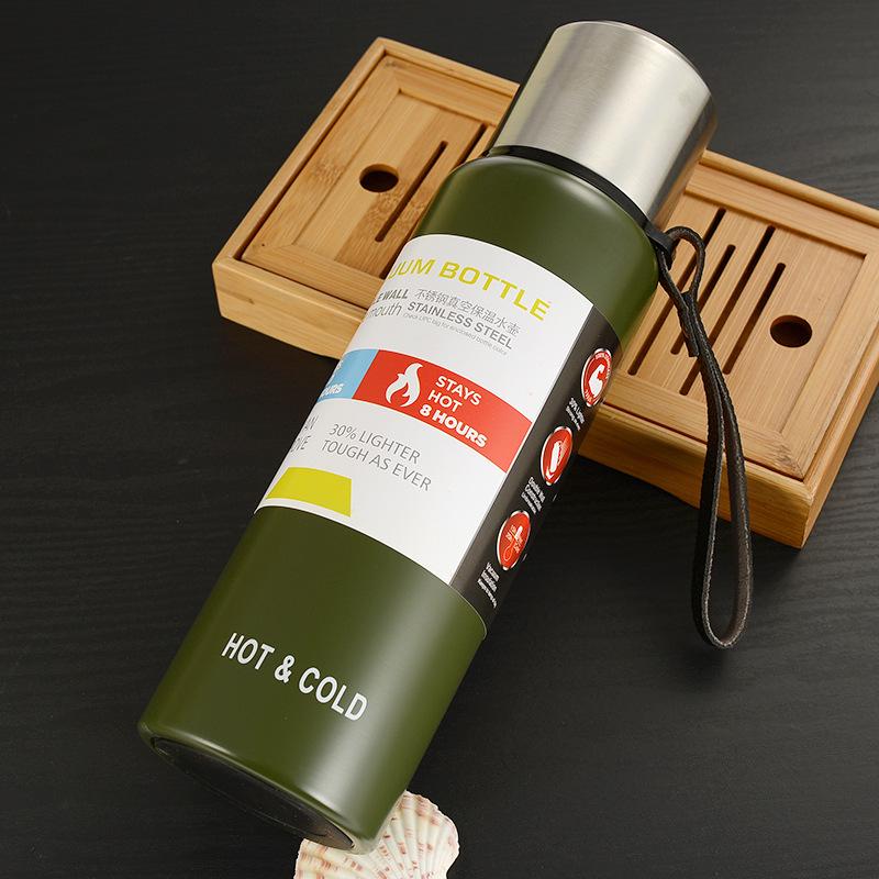 Isolerad utomhuskittel med stor kapacitet helt i stål med handtag i 304 rostfritt stål - Vakuum Sportvattenflaska