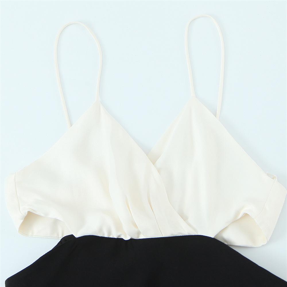 Spring/Summer 2025 Women's Slim V-Neck Patchwork Dress - Elegant & Sexy Design