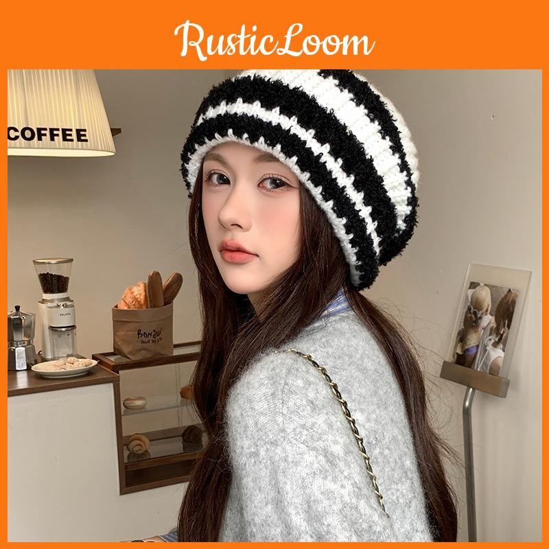 Wool Knitting Textured Beanie Women Cap Ear Protection Loose Fit Seasons Cold