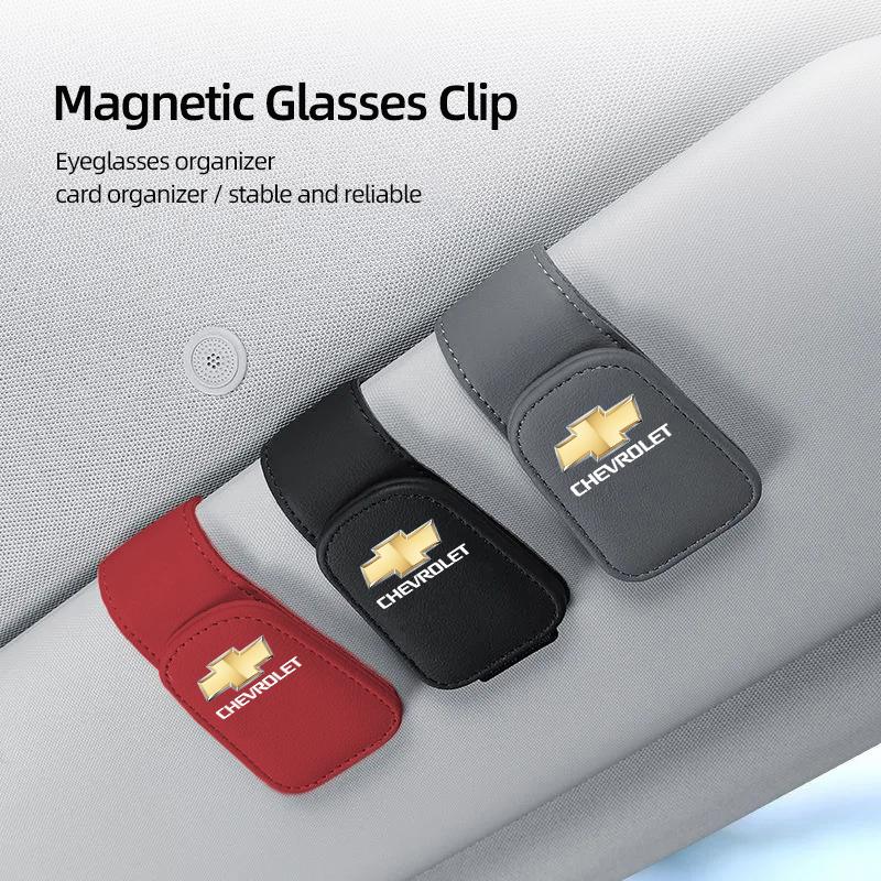 Car Leather Glasses Clip Sun Visor Ticket Card Storage Clamp For Chevrolet Cruze Malibu Colorado Suburban Equinox Blazer Trax