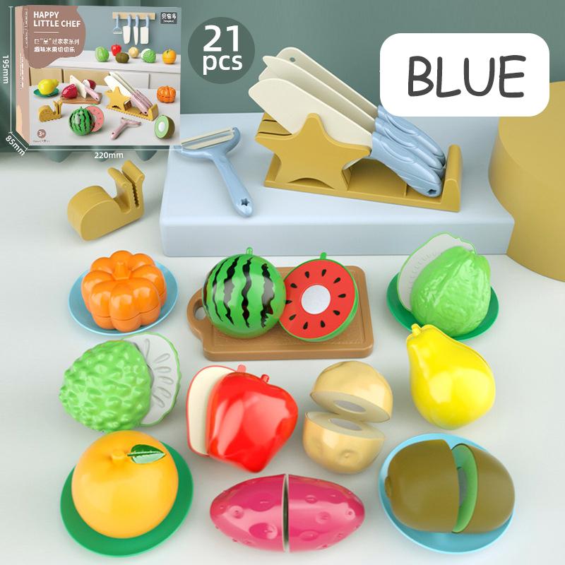 Kids Vegetable Fruits Cut Toys Pretend Play Kitchen Food Plastic Simulation Cutting Foods Game Set Educational Toys For Children
