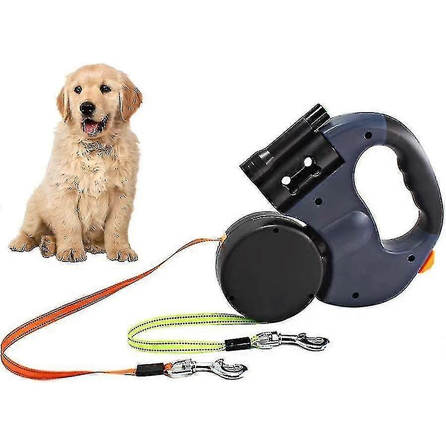Retractable Double Dog Leash, 3m Double Dog Leash Compatible With Two Dogs Flexible Double Dog Leash With Non-slip Handle, Compatible With Small And M