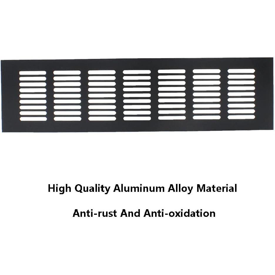 2PCS Air Vent Cover,TTZEZE Black Aluminium Alloy Ventilation Grille Rectangle Metal Louvered Grill Cover for Wardrobe Stove Shoes Cabinet Sink