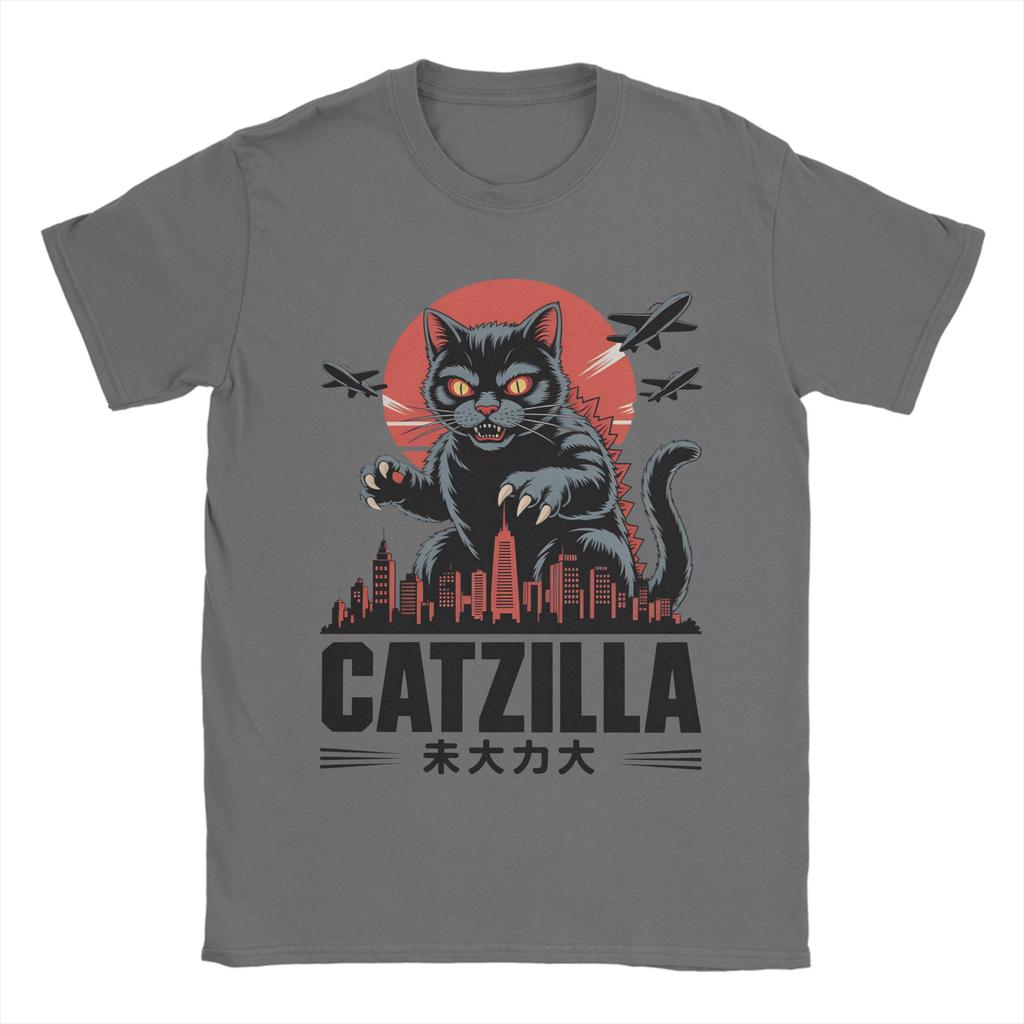 Unisex Womens Catzilla T Shirts Japanese Style Cotton Clothes Amazing Short Sleeve Round Collar Tees Gift Idea TShirt