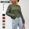 Women's Fashion Casual Solid Color Print Autumn Winter Long Sleeve O-Neck Loose Sweaters