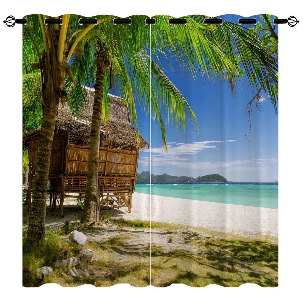 Beach Seaview Series 8 Digital Printing High Density Blackout Curtains