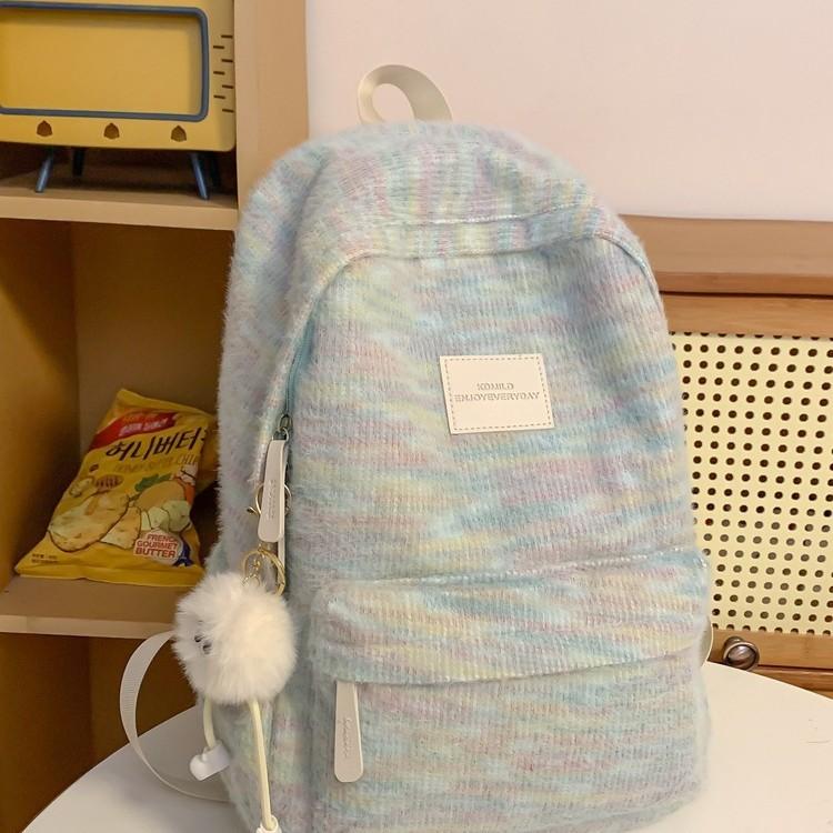Schultasche Schüler Schultasche Kinder Klasse Grundschule Mädchen Frühlingstour Kleiner Rucksack Mittelschule Plüsch Gestreifter Rucksack