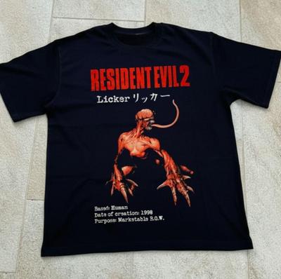 Retro Resident Evil 2 Lick Eater Tshirt Horror Game Pattern Tshirt Fan Gift Tshirt Printed Pattern Retro Casual Daily Tshirt