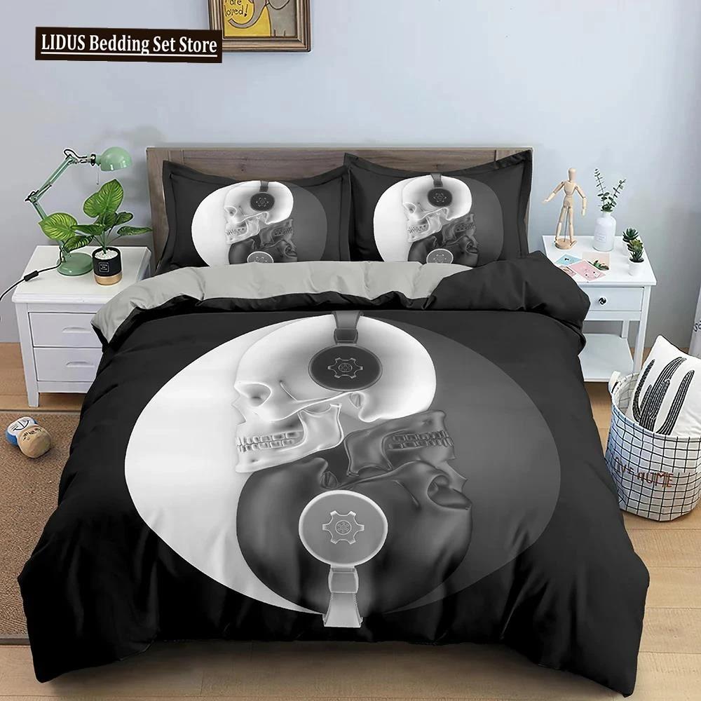 3D Skeleton Bedding Set Skull Duvet Cover 23Pcs Quilt Cover With Pillowcase Queen King Size Soft Microfiber Fabric Bedclothes