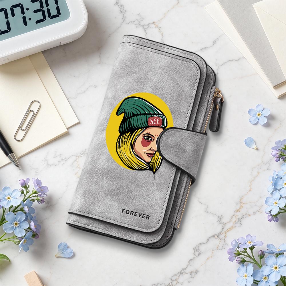 Stylish Printed Long Wallet Forever Women Casual Portable Card Holder