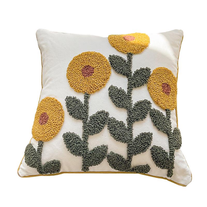 INS Pastoral Style Embroidered Cushion Fresh Couch Pillow Lumbar Support Pillow Bedside Office Cushion