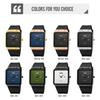 Square Men's Watch Leather Strap Black Simple Slim Stylish Waterproof Business Casual Gold Black