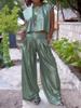 Summer New Arrivals Women's  Fashion Casual Shiny Backless Wide Leg Pants Two-Piece Set