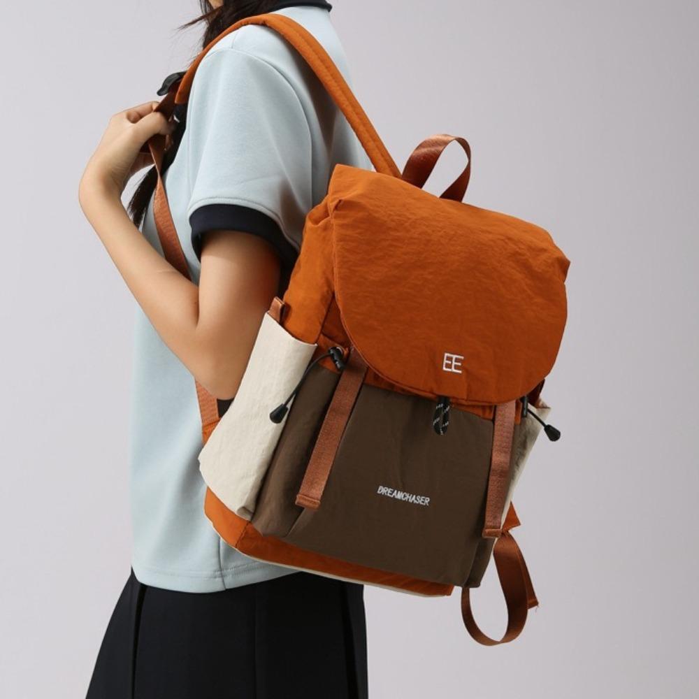 New Large Capacity Canvas Backpacks High-Value Color-Blocked College Student Double Shoulder Bag Laptop Bags for Women 2026
