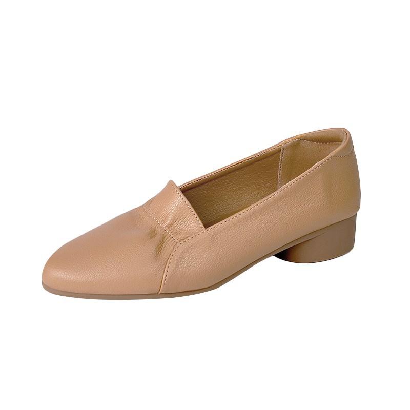 Leather Single Shoes Women's Shoes Spring New Comfortable Versatile Women's Shallow Mouth Soft Sole Non-slip Leather Shoes Women