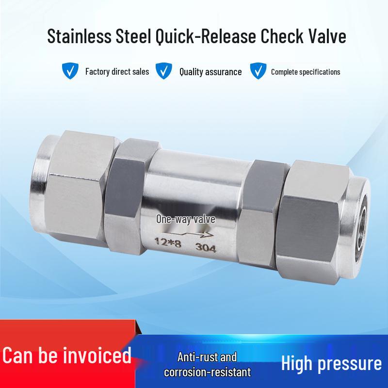 304 Stainless Steel Quick-Connect One-Way Check Valve for Soft Air PU/PTFE Rubber Hose