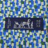 Great HERMES Tie All-over Logo Print Blue Green Multi Silk Mens 5089 PA Used
