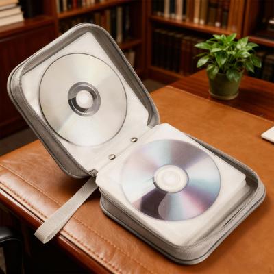 CD Case Hard Zipper Household 40 Capacity Holder for Travel Home Car Gray