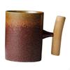 Keramik-Kaffeetasse Rustikaler Effekt mit Holzgriff,