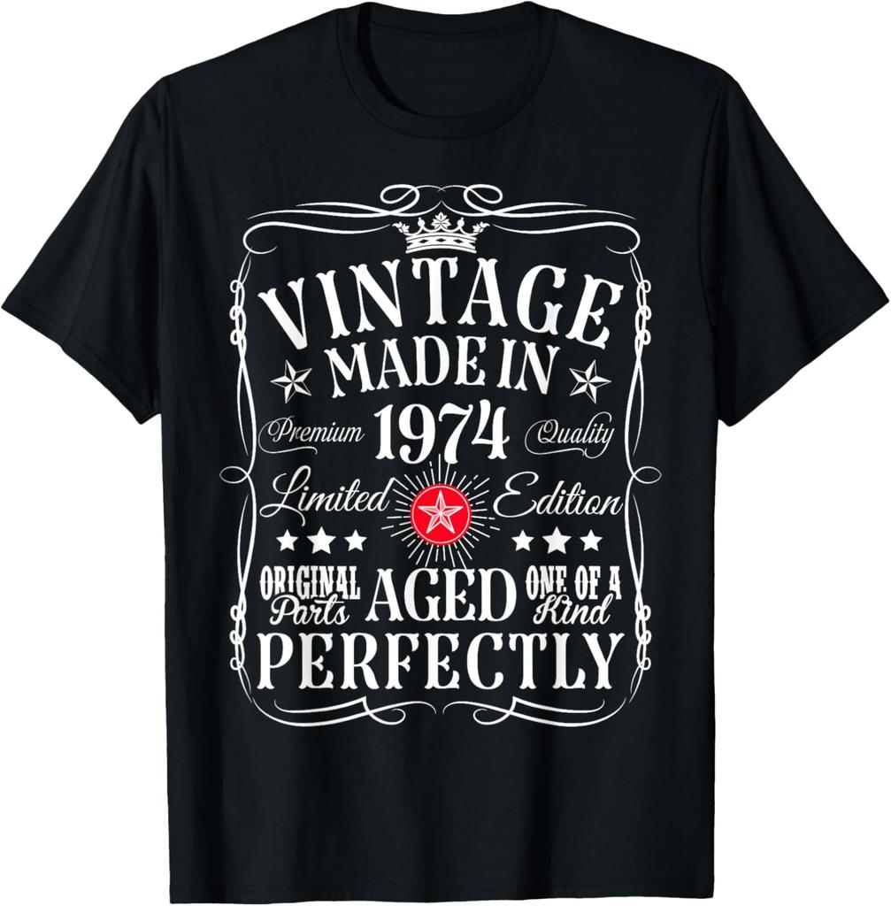 51 Years Old Gifts Men Vintage Made in 1974 51th Birthday T-Shirt Custom Printed Graphic T Shirts Graphic T Shirts Camiseta