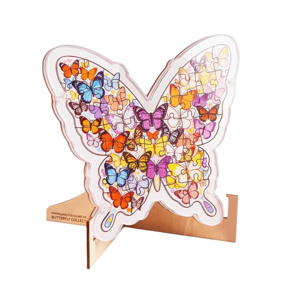 Animal Puzzle Cat Wooden Puzzle Brain Burning Unique Irregular Puzzle Butterfly Jigsaw for Adults