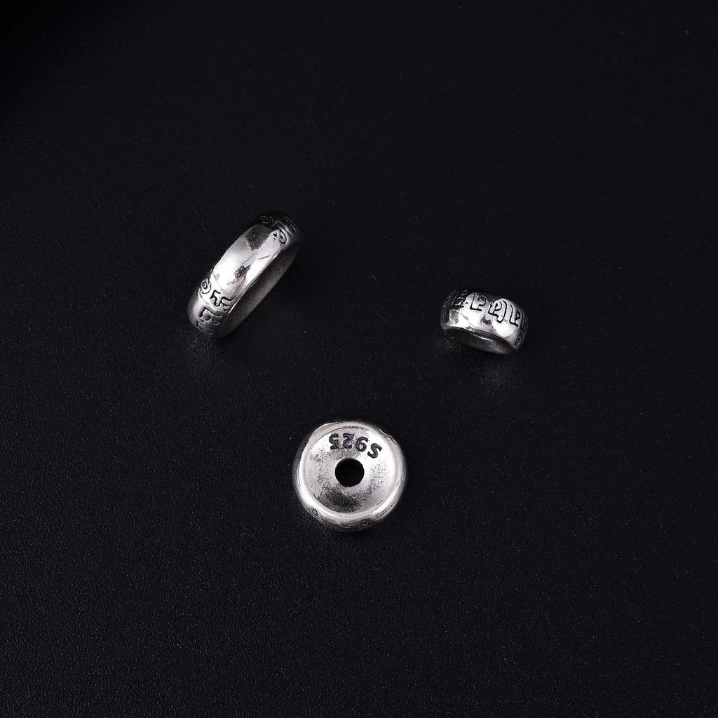 S925 Sterling Silver Six-Character Mantra Spacer Beads for DIY Tibetan Style Bracelets