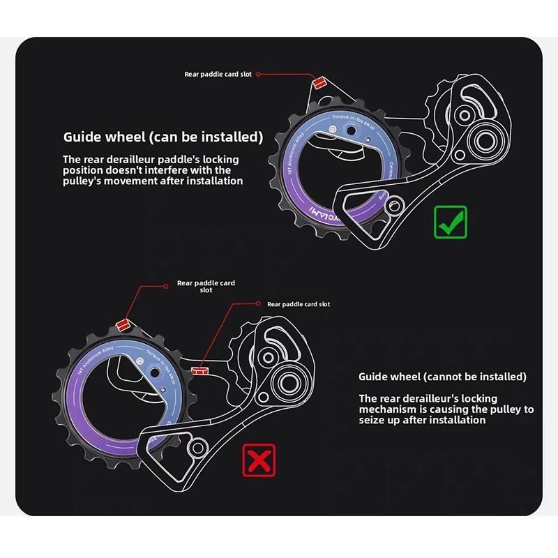 18T Ceramic Bearing Hollow Eccentric Guide Wheel For Shimano R8000/R7000 Bike 9 10 11 12 Speeds Bicycle Diy Refit Parts Upgrade