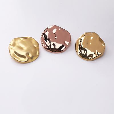 10pcs Irregularly Shaped Buttons Gold Color Uneven Surface 18/25mm Metal Shank Buttons