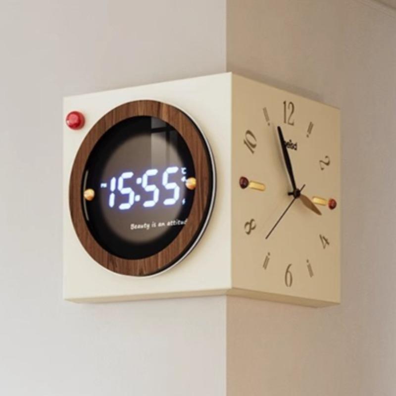 Corner Wall Clock Double Sided Wall Watch Modern Luxury Aesthetic Large Led Clocks Silent Elegant Decorative Living Room Watches