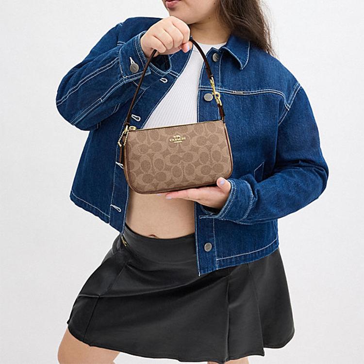 Coach Nolita 19 Vintage Klassisch Blumendruck Reißverschluss Synthetikleder Schulter-Tragetasche Kleine Damen Handtaschen Braun Gelb CW426-IMXHE