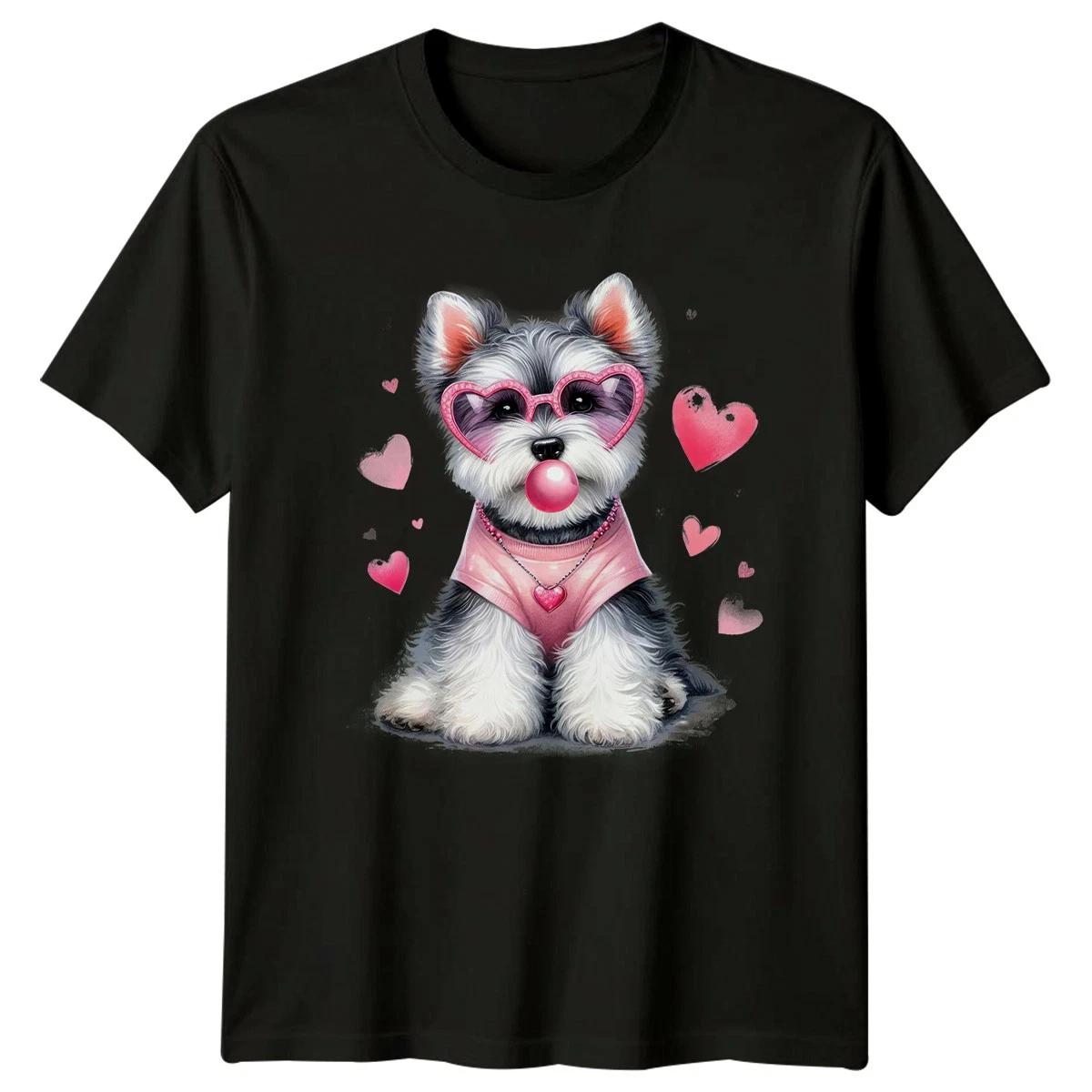 Puppy Dog Hearts Pink Bubblegum Dogs Animals Mens T-Shirt Womens Tee Graphic Top XS