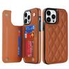 Leather Rhombic Grid Pattern Cover for For IPhone 16 15 14 13 12 Mini 11 Pro Max XR 7 8 Plus Card Slots Holder Purse Phone Case