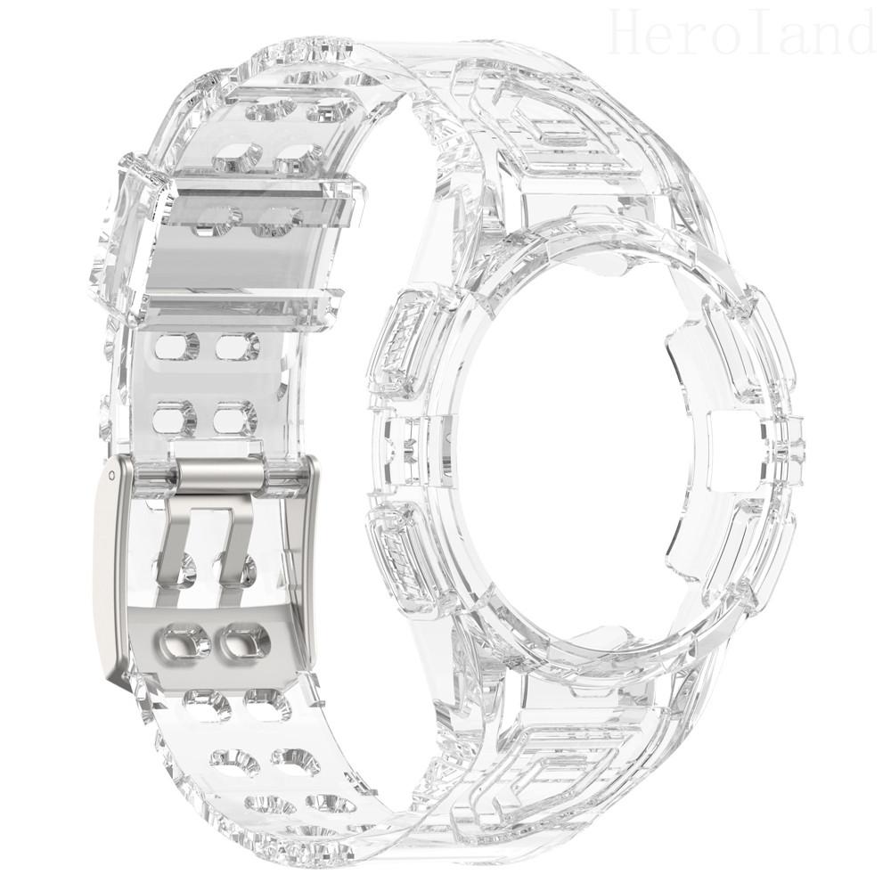2in1 Strap For Samsung Galaxy Watch FE 6 5 4 40MM Smart Wristband 20mm WatchBand Silicone Bracelet belt Transparent Band&case