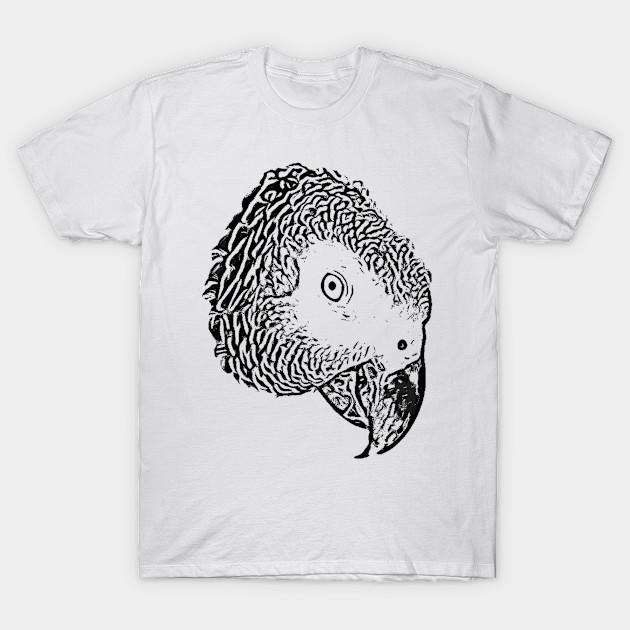 Men Black Print T-shirt African Grey Parrot (Psittacus Erithacus) Grey Life No-Cut Transfer Paper Print Cotton Tshirt 2XL белый
