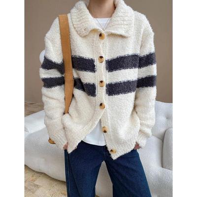 Sinan Two-Way Contrast Stripe Knit Cardigan SN6889