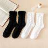Female Autumn and Winter Pure Color Add Velvet and Thick Warm Floor Sleep In The Tube Socks