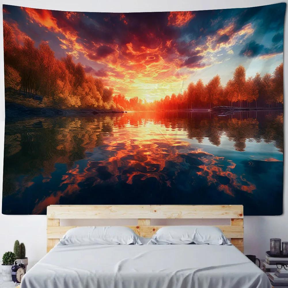 Bedroom Living Room Wall Tapestry Home Decoration Aesthetics Landscape Wall Mounted Background Poster Mural Hanging Cloth