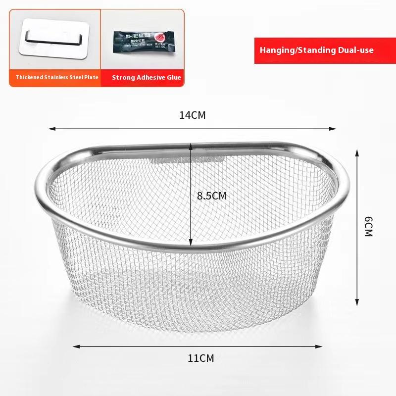 Stainless Steel Kitchen Sink Filter Basket - Triangular Mesh Strainer for Food Scraps, Leftovers & Waste with Drain Holes